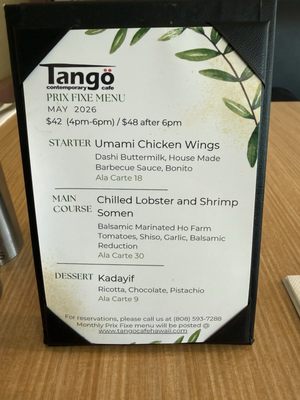 Menu photo 2 Tangö Contemporary Café Honolulu, HI Menu photo 2 Tangö Contemporary Café Honolulu, HI
