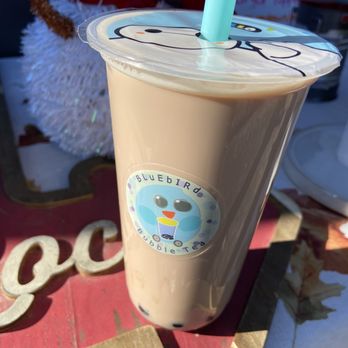 Bluebird Bubble Tea - Large milk tea (iced) with brown sugar boba. - Food Trucks Near Me - Asheville, North Carolina