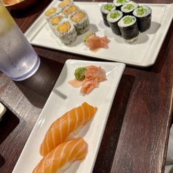 Osaka Japanese Cuisine and Sushi Bar - Salmon Nigiri, asparagus roll & spicy yellowtail