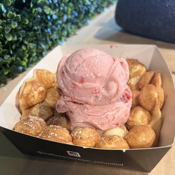 Waffles & Cream - Strawberry ice cream on bubble waffle - Waffles Near Me - Richmond, California