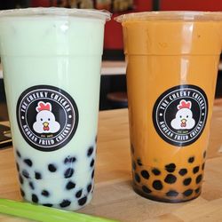 The Cheeky Chicken - Honeydew & Thai Tea Bubble Tea