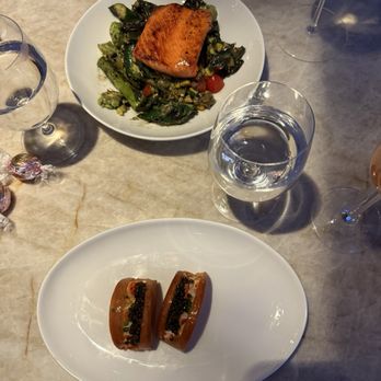 RH Rooftop Restaurant at RH Palo Alto - Mini Lobster rolls and salad with salmon - Breakfast & Brunch Near Me - Palo Alto, California RH Rooftop Restaurant at RH Palo Alto - Mini Lobster rolls and salad with salmon - Breakfast & Brunch Near Me - Palo Alto, California