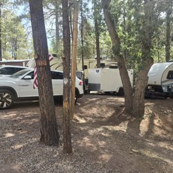 Ranchero Mobile Home Park - Our 17 ft rv and a motocross trailer on our lot that we used as a closet.