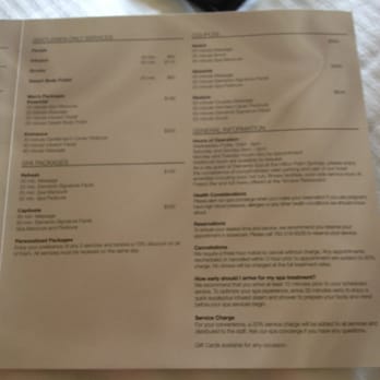 Elements Spa - Menu part 2 - Day Spas Near Me - Palm Springs, California