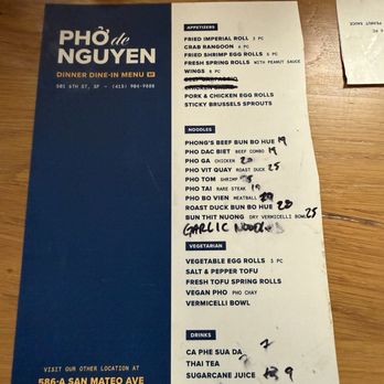 Pho de Nguyen - Menu - Vietnamese Near Me - San Francisco, California Pho de Nguyen - Menu - Vietnamese Near Me - San Francisco, California