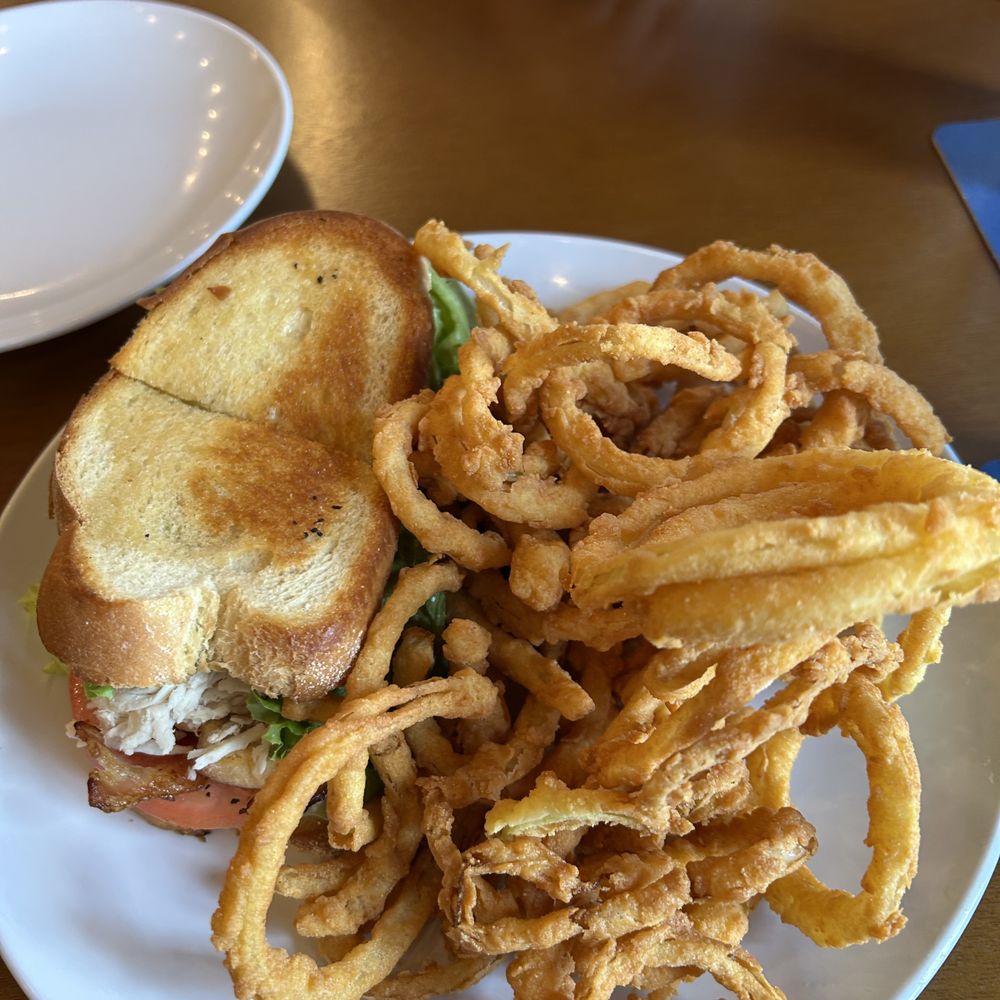 Waterworks Restaurant & Pub - The full sandwich - glad we split it it was huge! Onion rings were just right. - Pubs Near Me - Rockland, Maine Waterworks Restaurant & Pub - The full sandwich - glad we split it it was huge! Onion rings were just right. - Pubs Near Me - Rockland, Maine