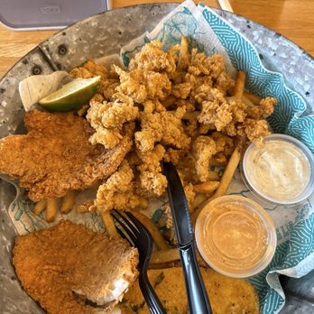 Mr.Shrimp Chicken & Seafood - Conch and grouper with Cajun fries. - Cajun/Creole Near Me - Pembroke Pines, Florida