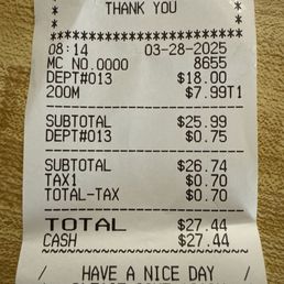 18.00 plus tax, the extra was a breakfast burrito I purchased for a homie