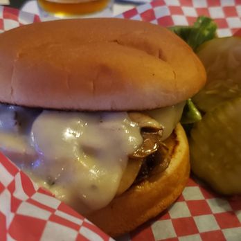Three Fingered Jacks Saloon & Cafe - Mushroom Swiss burger. - American Near Me - Winthrop, Washington Three Fingered Jacks Saloon & Cafe - Mushroom Swiss burger. - American Near Me - Winthrop, Washington