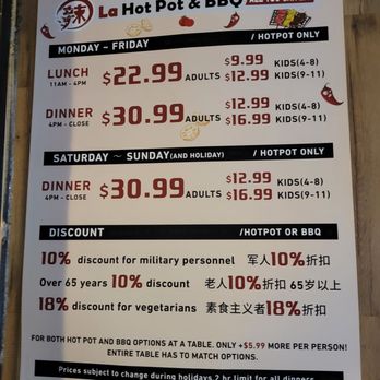 La Hotpot and BBQ - Accurate pricing as of 4/6/2025 - Hot Pot Near Me - Wheat Ridge, Colorado