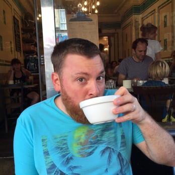 The Haberdashery - Drinking said latte from the bowl - Breakfast & Brunch Near Me - London, XGL