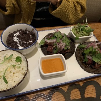 Casi Cielo - 2 Tacos de Steak served with rice and black beans on corn tortillas - Cocktail Bars Near Me - Atlanta, Georgia