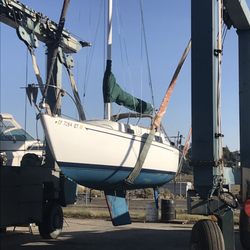 Ranger 26 hauled out for bottom job & repair