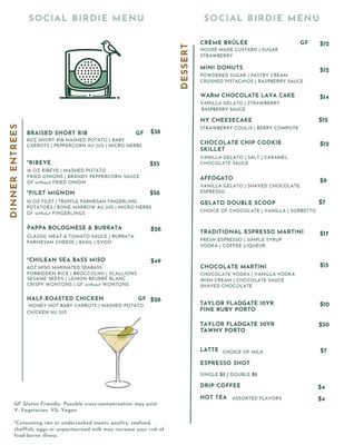 Menu photo 1 Social Birdie Queen Creek, AZ Menu photo 1 Social Birdie Queen Creek, AZ