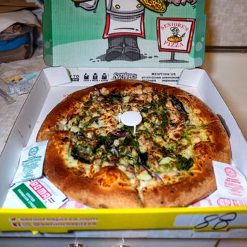 Seniores Pizza - Medium pesto chicken (Pesky Chicken) $28 - Pizza Near Me - San Francisco, California Seniores Pizza - Medium pesto chicken (Pesky Chicken) $28 - Pizza Near Me - San Francisco, California