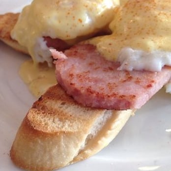 Rialto Cafe - eggs benedicts with baguettes, so yummy - Breakfast & Brunch Near Me - Fullerton, California