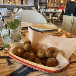 Arrosseria Las Arenas - Grind olives a much like you might expect. Pitted olives breaded and fried. Tasty, but I wish they can with something to dip them in.