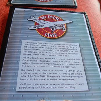 Tin Goose Diner - Menu - Diners Near Me - Port Clinton, Ohio Tin Goose Diner - Menu - Diners Near Me - Port Clinton, Ohio