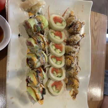 Kawa Sushi - Spicy Naruto Roll in middle! Delicious! Great for limiting your rice intake. Others were amazing too! - Sushi Bars Near Me - Palm Coast, Florida Kawa Sushi - Spicy Naruto Roll in middle! Delicious! Great for limiting your rice intake. Others were amazing too! - Sushi Bars Near Me - Palm Coast, Florida