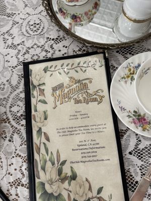 Menu photo 1 The Olde Magnolia Tea Room Upland, CA Menu photo 1 The Olde Magnolia Tea Room Upland, CA
