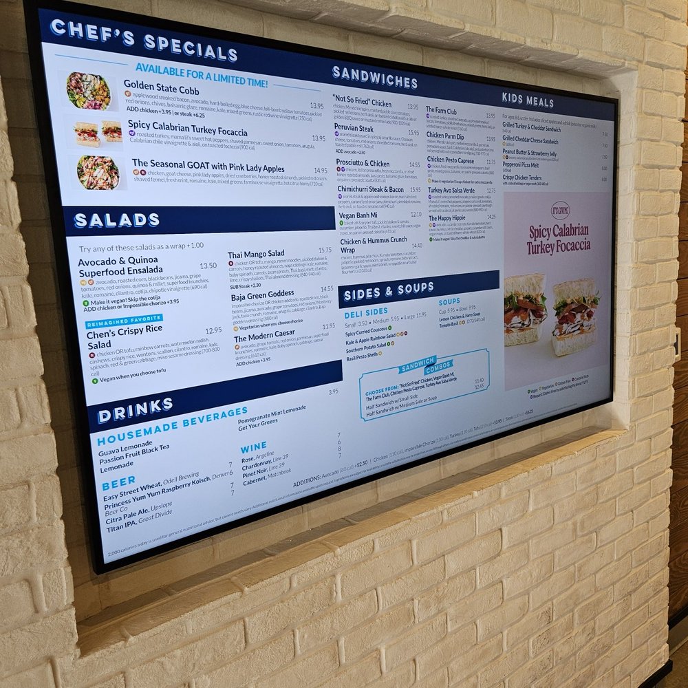 Mendocino Farms - Wall screen - Salad Near Me - Denver, Colorado Mendocino Farms - Wall screen - Salad Near Me - Denver, Colorado