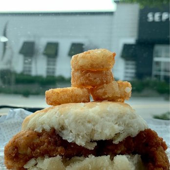 Chick-fil-A - #1 Breakfast: Buttermilk Biscuit with Chicken, Tater Tots, Polynesian Sauce, & Arnold Palmer (not shown). $7.94! - Fast Food Near Me - Daly City, California Chick-fil-A - #1 Breakfast: Buttermilk Biscuit with Chicken, Tater Tots, Polynesian Sauce, & Arnold Palmer (not shown). $7.94! - Fast Food Near Me - Daly City, California
