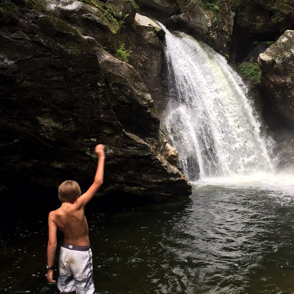 Bingham Falls - About to jump in - Hiking Near Me - Stowe, Vermont