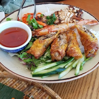 Anh and Chi - "Bun Thit Nuong Cha Gio Tom"...Vermicelli Bowl with Grilled Chicken - Vietnamese Near Me - Vancouver, British Columbia