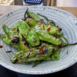 Seared shishitos