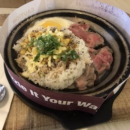 Sizzling Pepper Plate with Beef, Egg and cheese... yum.