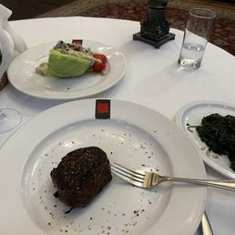 8oz filet, spinach and wedge salad.