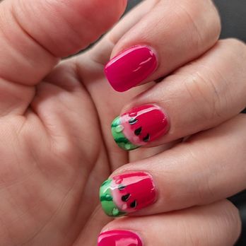 Angel Nails & Bar - My beautiful end of summer watermelon nails! - Nail Salons Near Me - Hillsboro, Oregon
