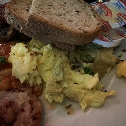 Scrambled eggs not very good I guess you can mess up eggs Scrambled eggs not very good I guess you can mess up eggs