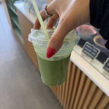 Yala Coffee - fig matcha latte (after being mixed) - Coffee & Tea Near Me - Silver Lake, California Yala Coffee - fig matcha latte (after being mixed) - Coffee & Tea Near Me - Silver Lake, California