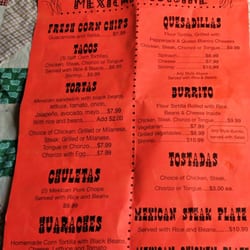 The Rotisserie and Smokehouse of Southold - Mexican side of the menu