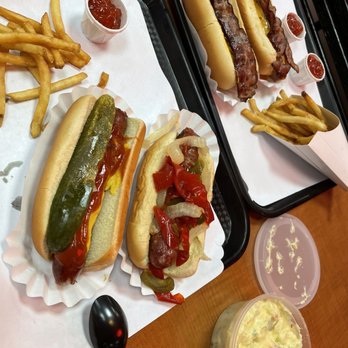 Ted's Hot Dogs - Jumbo All Beef Hot Dog Jumbo All Beef Hot Dog Jumbo All Beef Hot Dog Bratwurst Sandwich Potato Salad French Fries - Hot Dogs Near Me - Tempe, Arizona Ted's Hot Dogs - Jumbo All Beef Hot Dog Jumbo All Beef Hot Dog Jumbo All Beef Hot Dog Bratwurst Sandwich Potato Salad French Fries - Hot Dogs Near Me - Tempe, Arizona