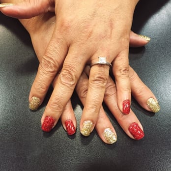 Tempe Nails and Wax - Red/Gold Glitter - GEL - Nail Salons Near Me - Tempe, Arizona Tempe Nails and Wax - Red/Gold Glitter - GEL - Nail Salons Near Me - Tempe, Arizona