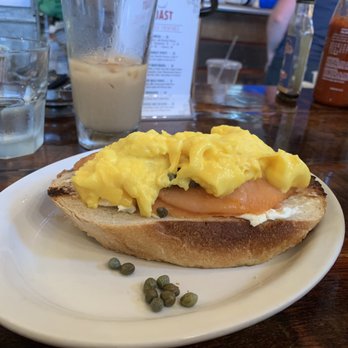 Toast - Salmon, eggs, cream cheese on a bagel - Breakfast & Brunch Near Me - New Orleans, Louisiana Toast - Salmon, eggs, cream cheese on a bagel - Breakfast & Brunch Near Me - New Orleans, Louisiana