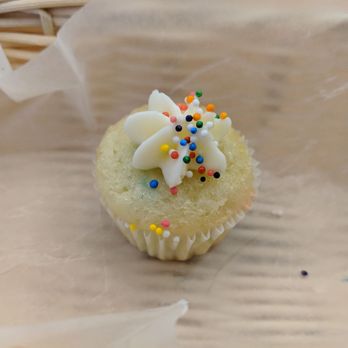 Purple Dough - My mini confetti cupcake...Free w.Yelp check-in! - Desserts Near Me - Woodside, New York