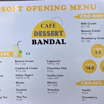 Cafe Bandal - Soft opening menu as of April 2024 - Desserts Near Me - Los Angeles, California Cafe Bandal - Soft opening menu as of April 2024 - Desserts Near Me - Los Angeles, California