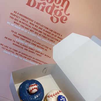 Moonbridge Doughnut Studio - Welcoming info wall w/Dodger Donuts! @ojbaylen - Donuts Near Me - Long Beach, California Moonbridge Doughnut Studio - Welcoming info wall w/Dodger Donuts! @ojbaylen - Donuts Near Me - Long Beach, California