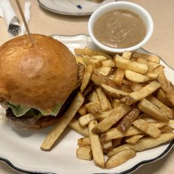 Hi-Lite Restaurant - Deluxe Hamburger (comes with fries) and a side of gravy
