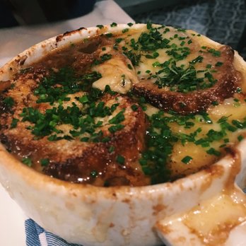 Poulet Bleu - FRENCH ONION SOUP / braised oxtail, cognac, emmental, gruyere .... $15; 5/5 stars - French Near Me - Pittsburgh, Pennsylvania
