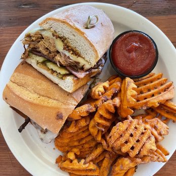 Red Bluff Taphouse - Cuban with sweet potato fries - Gastropubs Near Me - Stevenson, Washington Red Bluff Taphouse - Cuban with sweet potato fries - Gastropubs Near Me - Stevenson, Washington
