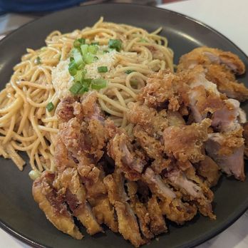 The Hangout - Garlic noodles with fried chicken - Breakfast & Brunch Near Me - Walnut Creek, California The Hangout - Garlic noodles with fried chicken - Breakfast & Brunch Near Me - Walnut Creek, California