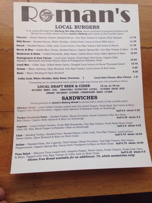 Menu photo 8 Roman's Asheville, NC
