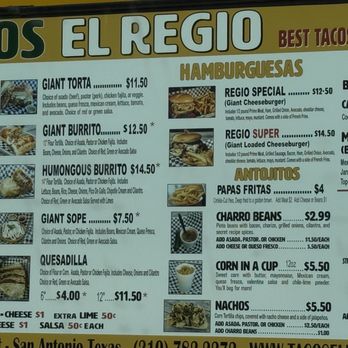 Tacos El Regio - menu - Mexican Near Me - San Antonio, Texas Tacos El Regio - menu - Mexican Near Me - San Antonio, Texas