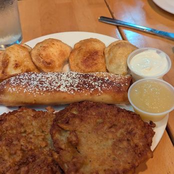 Little Poland - Combo platter. Two cheese, two potato, cheese blintz and two potato pancakes - Diners Near Me - New York, New York Little Poland - Combo platter. Two cheese, two potato, cheese blintz and two potato pancakes - Diners Near Me - New York, New York