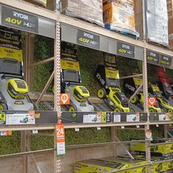The Home Depot - Lawn mower display in the store.