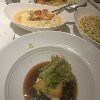 Eddie V's Prime Seafood - Chilean Sea Bass, lobster Butter Poached Lobster  Mashed Potatoes, Parmesan Sole, Saut-ed Monterrey Style Sweet Corn, Mango Mule - Seafood Near Me - Paramus, New Jersey
